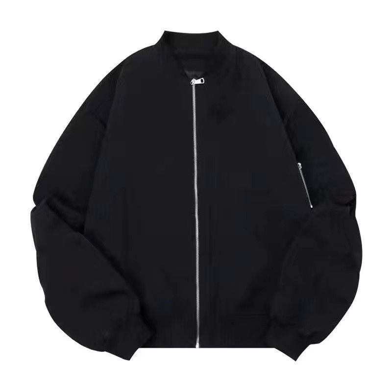 Minimalist Zip-Up Bomber Jacket - Side View