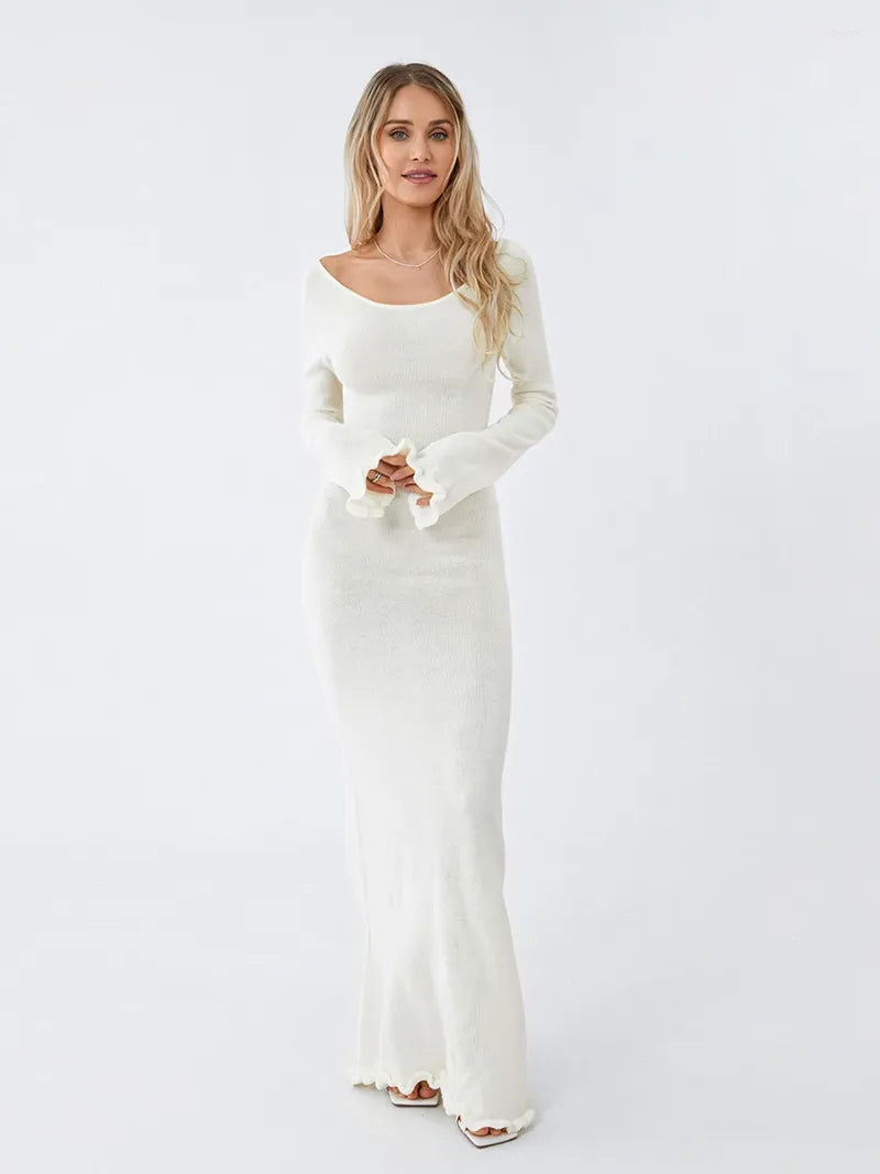 Ruffled Sleeve Maxi Dress