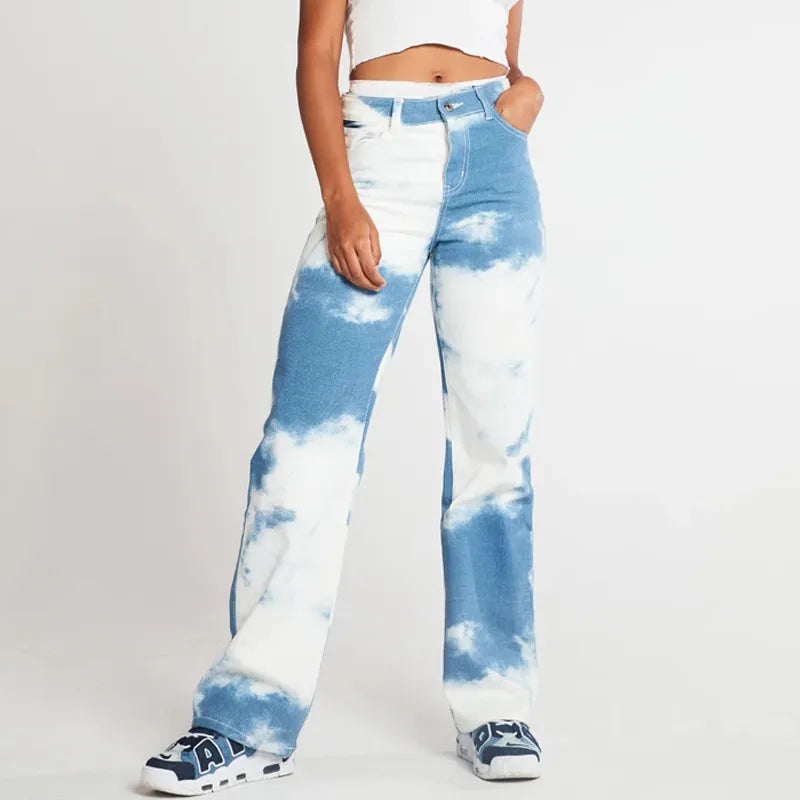 Cloud Wash Wide-Leg Jeans