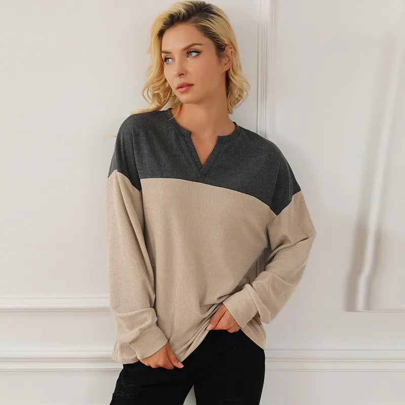 Two-Tone Textured Sweatshirt - Side View