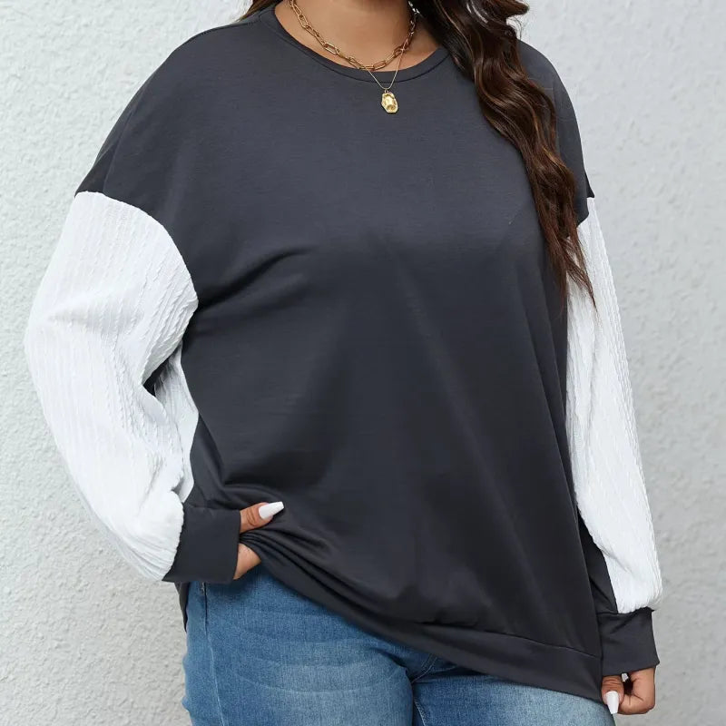 Two-Tone Contrast Sleeve Sweatshirt - Side View